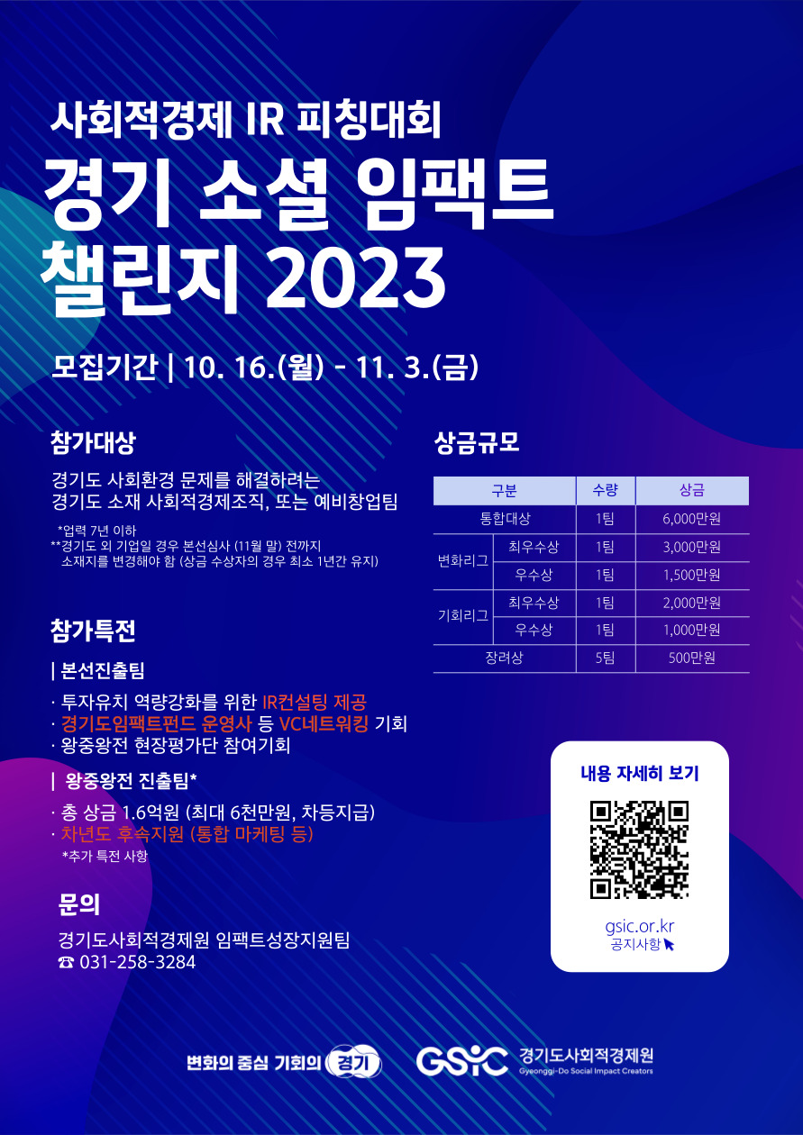 사회적경제 IR 피칭대회 경기 소셜 임팩트 챌린지 2023 이미지